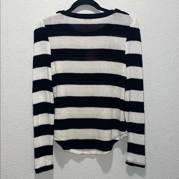 Splendid Black and Cream Striped Sweater Top - Picture 5 of 6